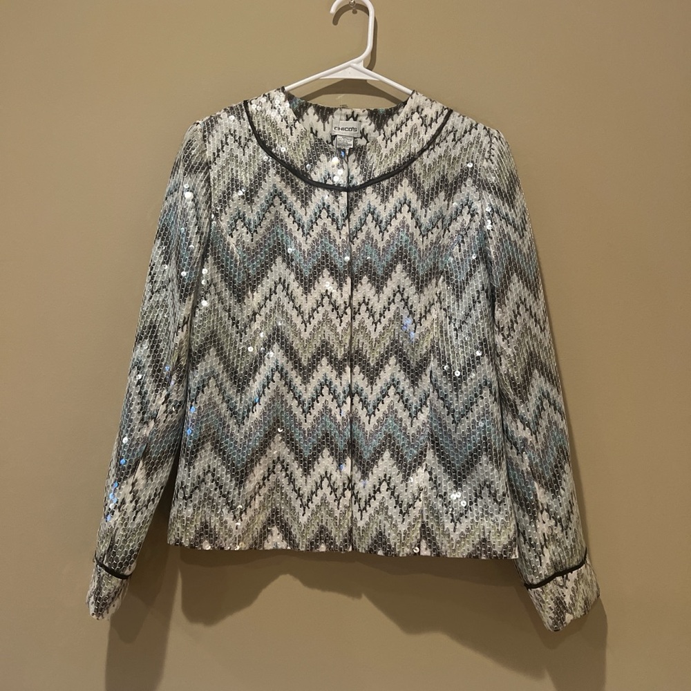 Chico's Sequin Chevron Blouse/Jacket